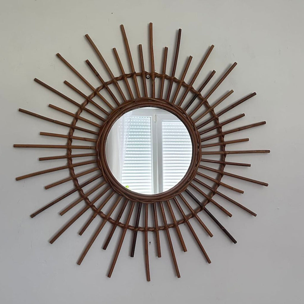 Miroir soleil en rotin 7