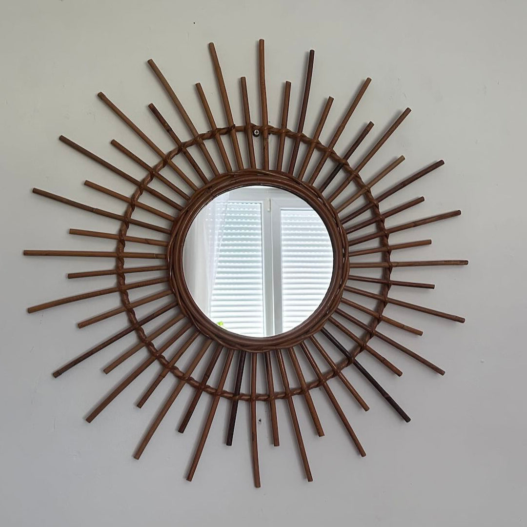 Miroir soleil en rotin 7