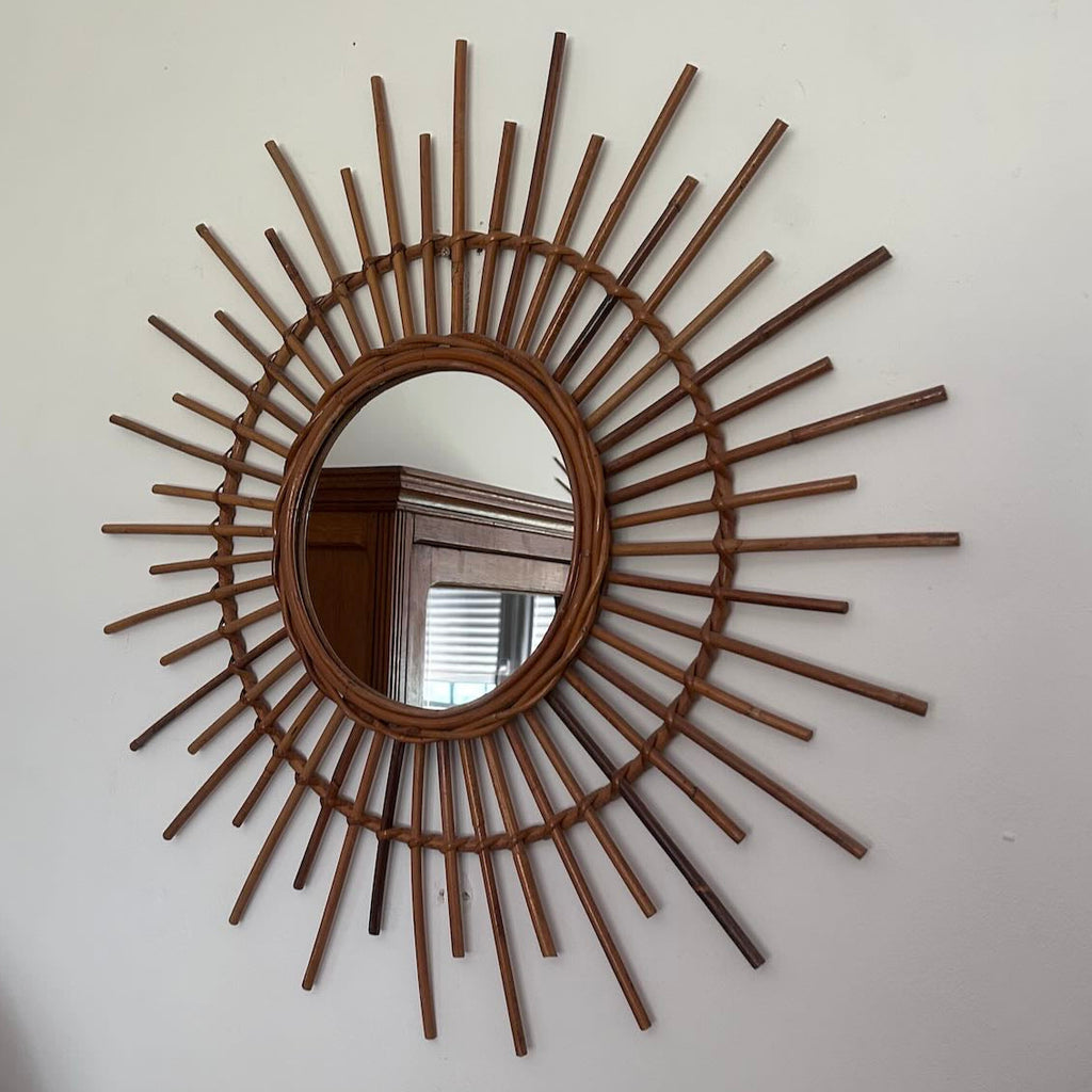 Miroir soleil en rotin 3