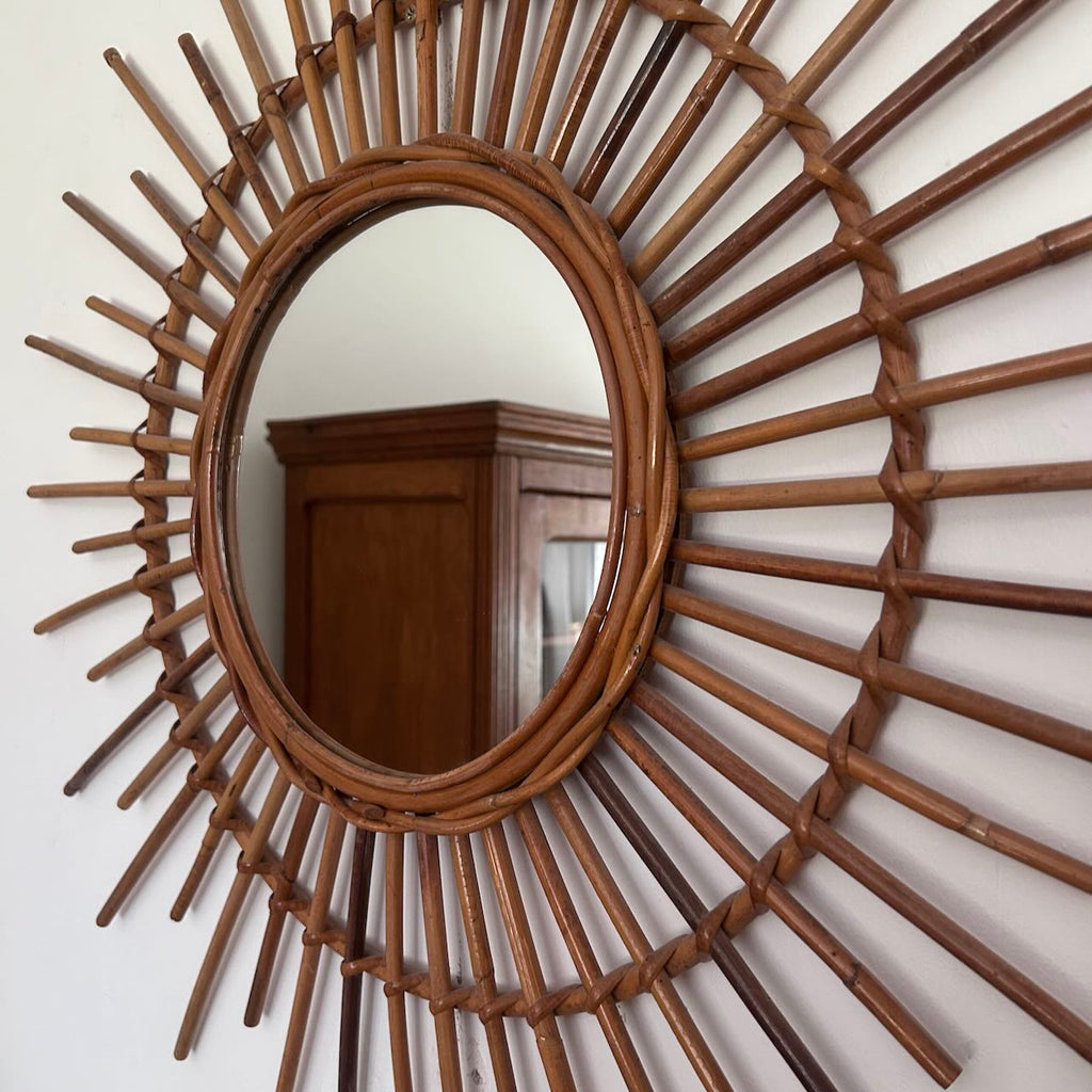 Miroir soleil en rotin 4