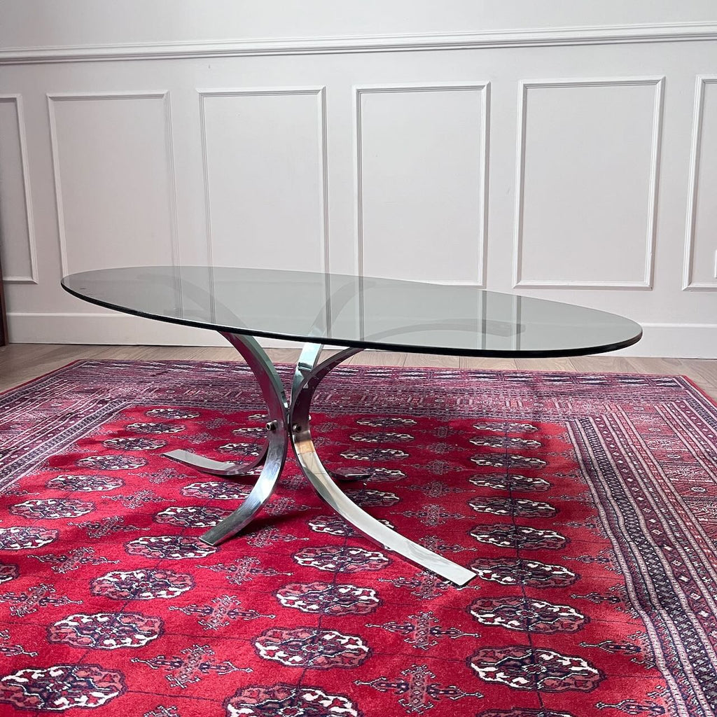 Table basse Chrome et verre 