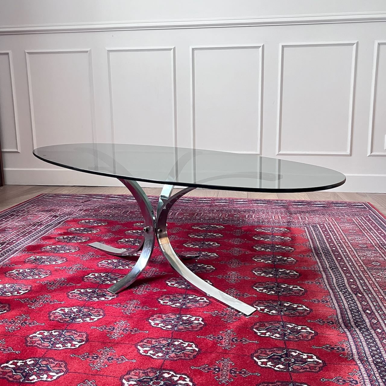 Table basse Chrome et verre 