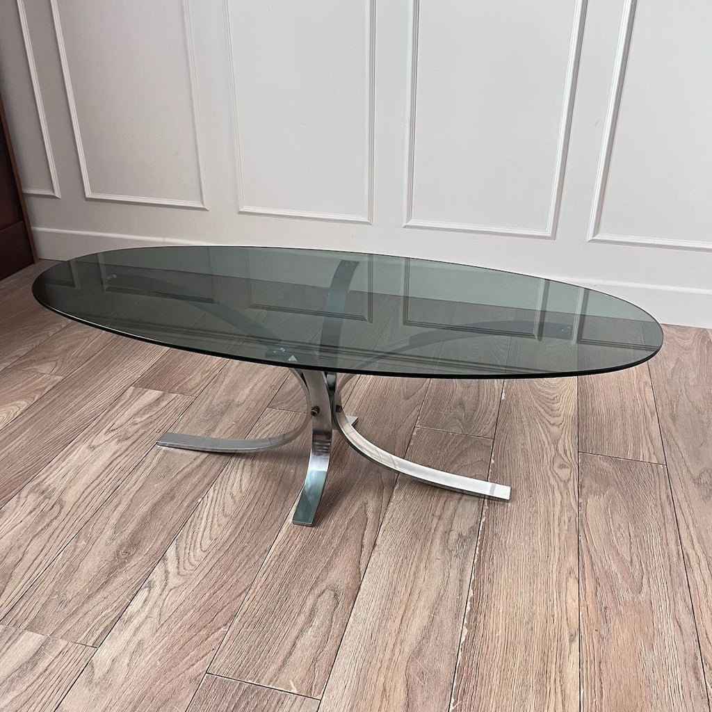 Table basse Chrome et verre  4