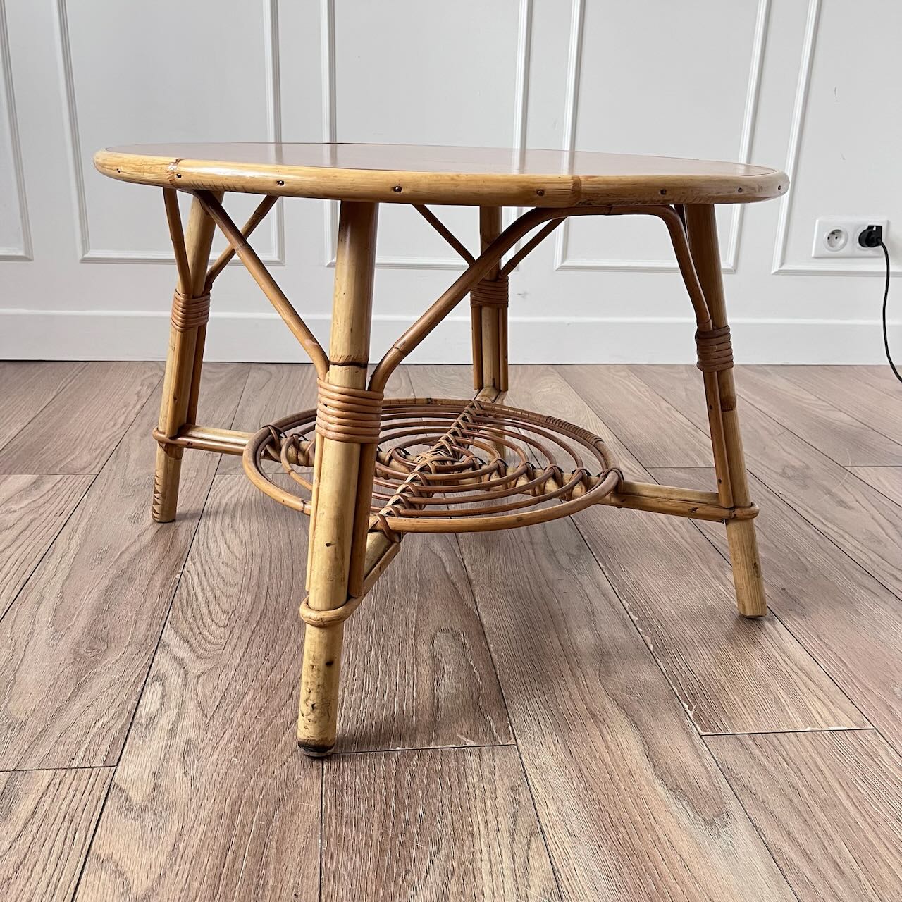 Table basse rotin spirale 4