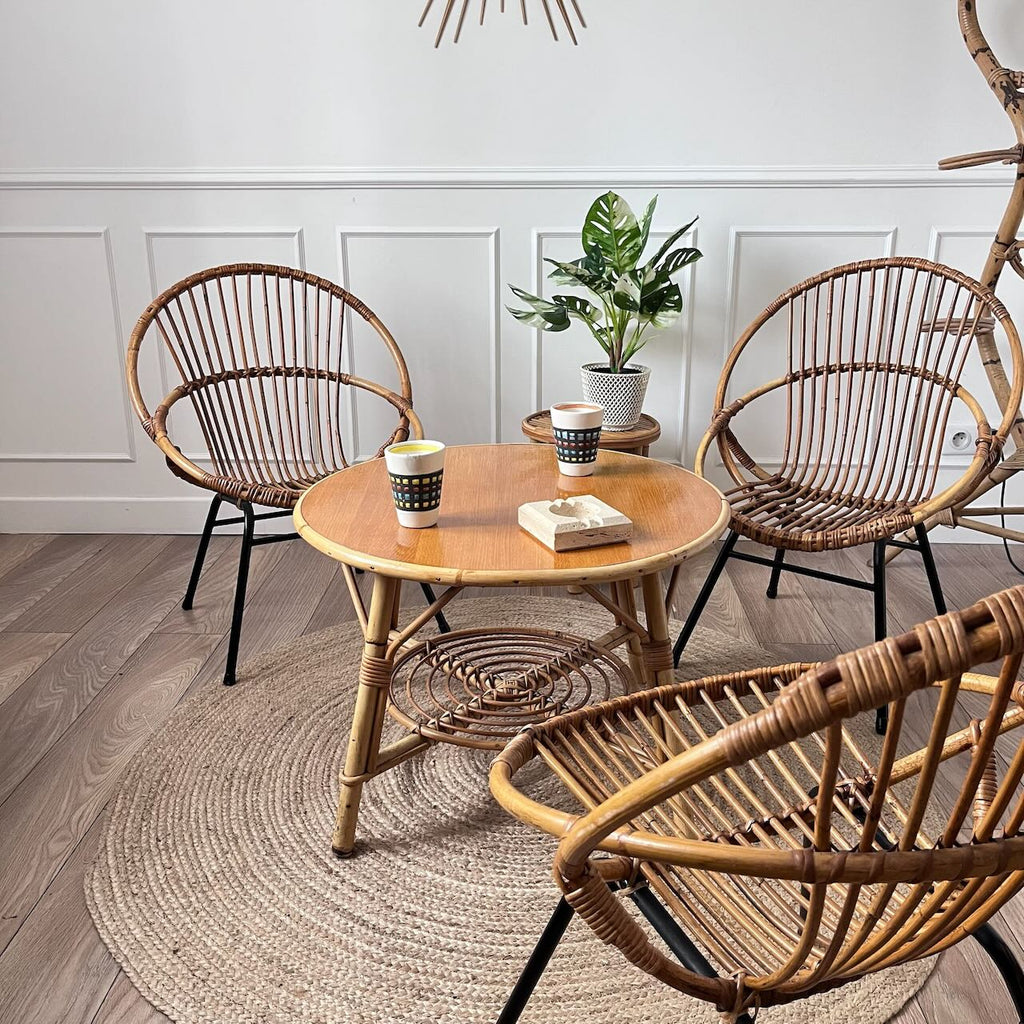 Table basse rotin spirale 7