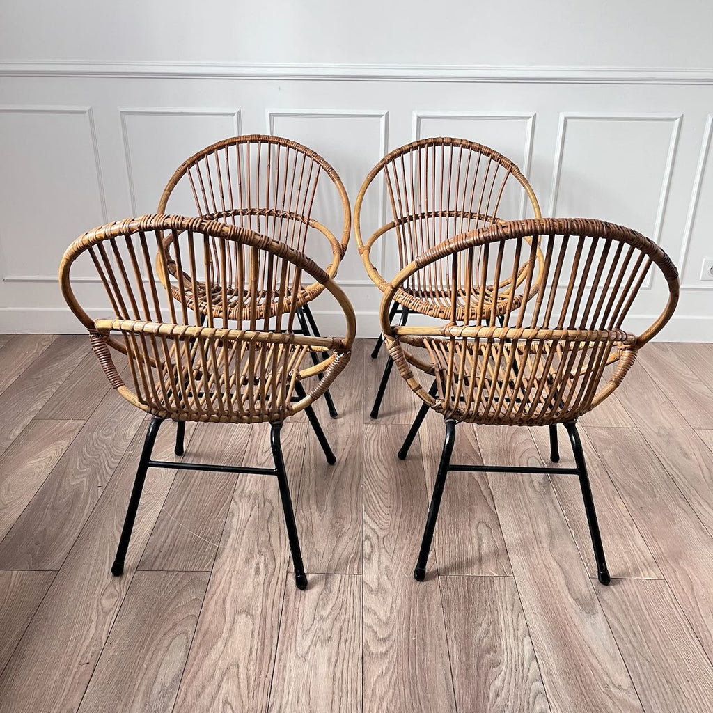 Fauteuil rotin et métal 8
