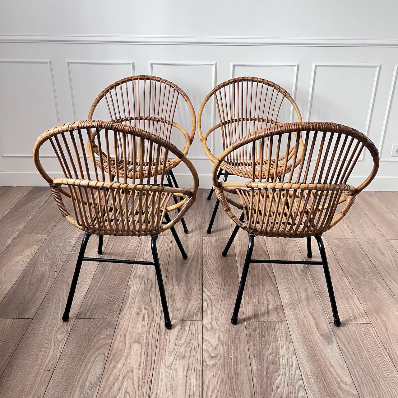 Fauteuil rotin et métal 8