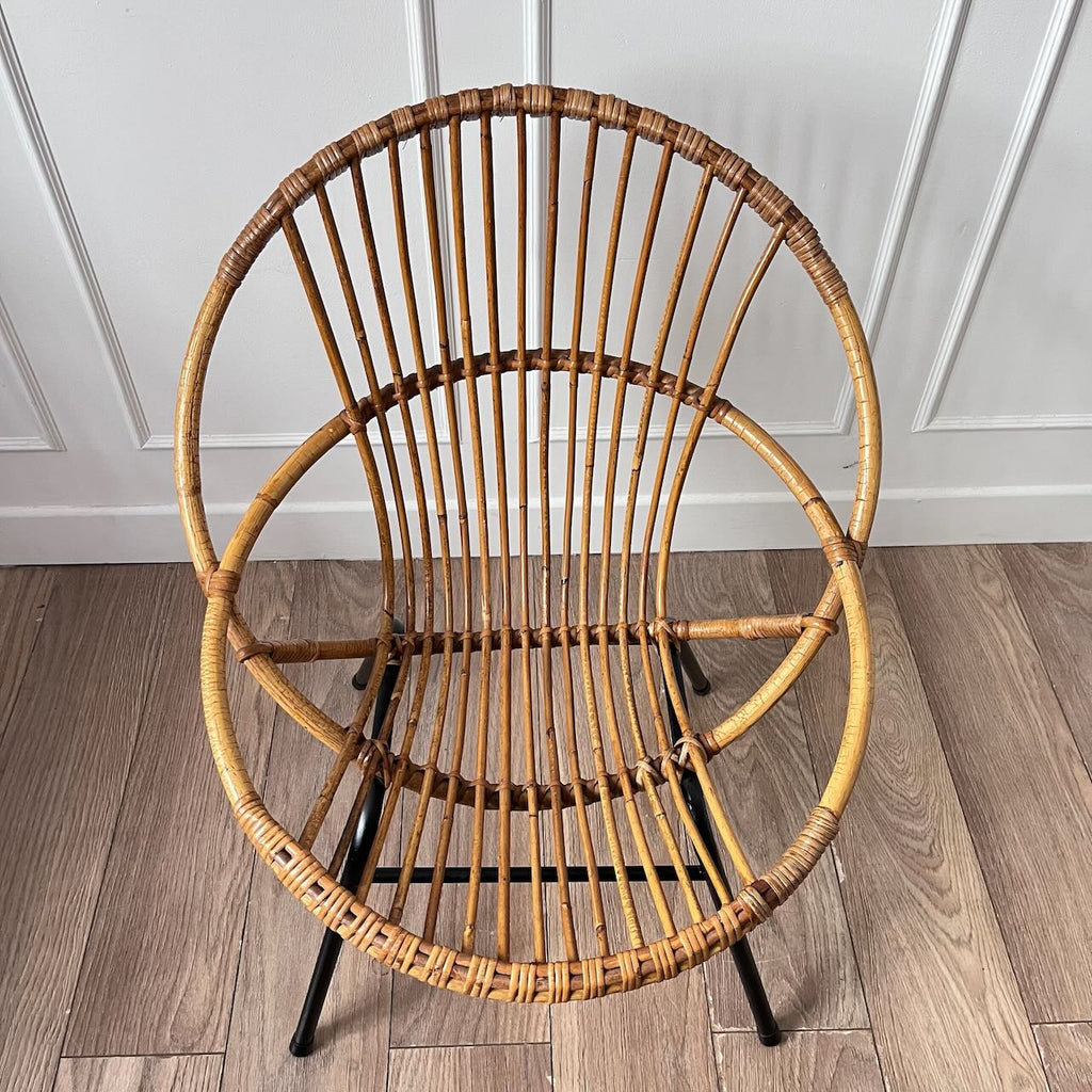 Fauteuil rotin et métal 10
