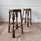 Tabourets de bar rotin Vichy