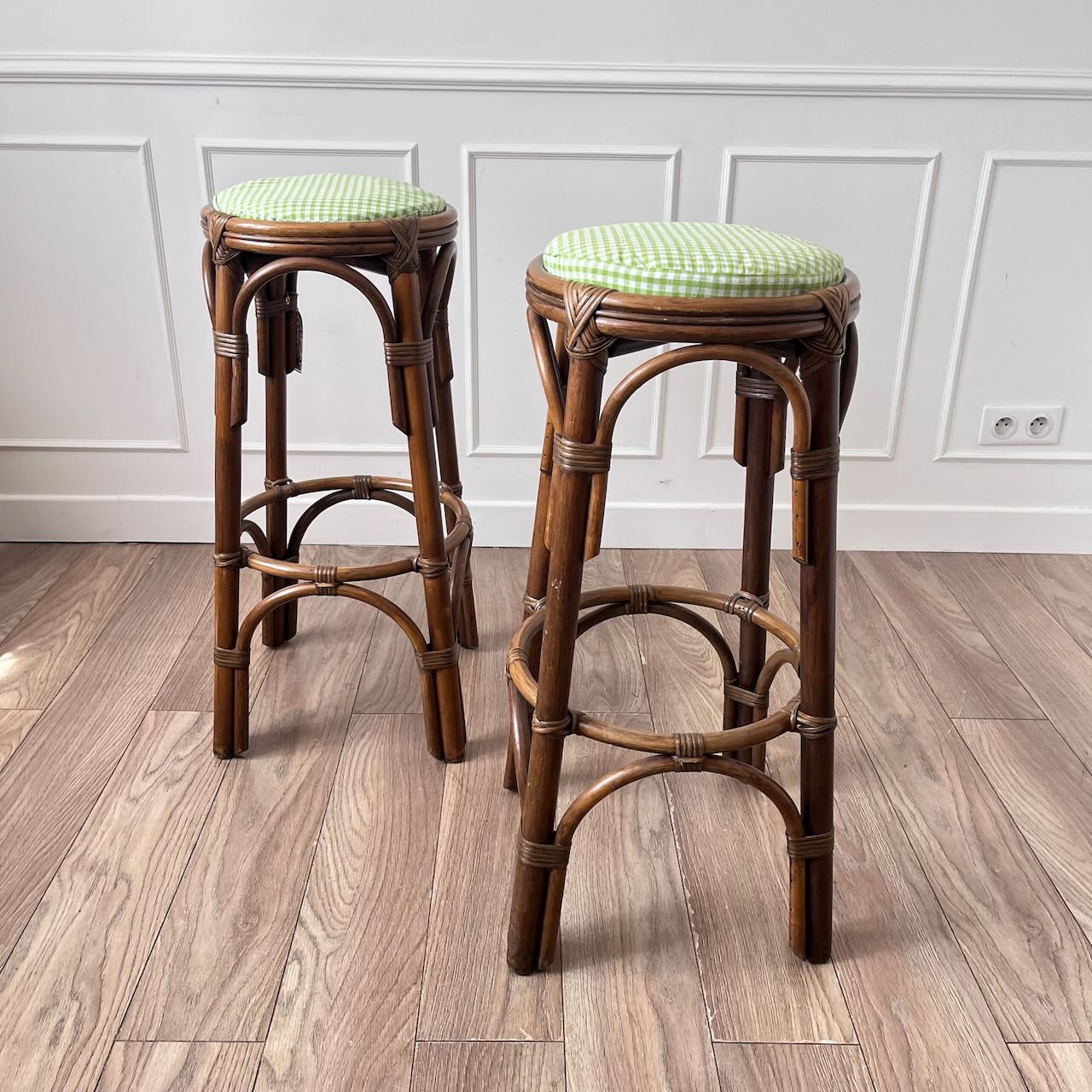 Tabourets de bar rotin Vichy 5