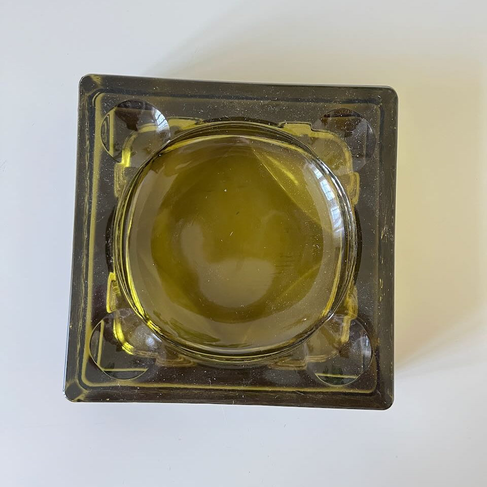 Cendrier en verre vert années 70 2