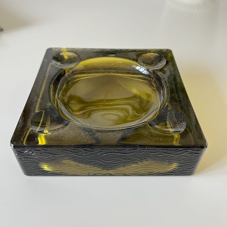 Cendrier en verre vert années 70 5