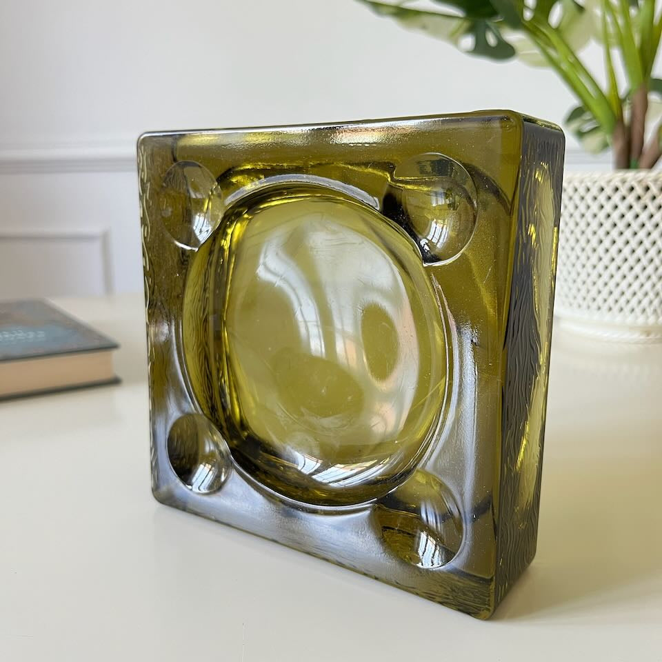 Cendrier en verre vert années 70 6
