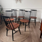 Lot de 6 chaises à barreaux bois et noires