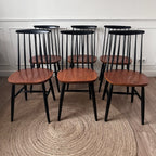 Lot de 6 chaises à barreaux bois et noires