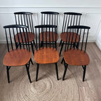 Lot de 6 chaises à barreaux bois et noires