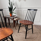 Lot de 6 chaises à barreaux bois et noires