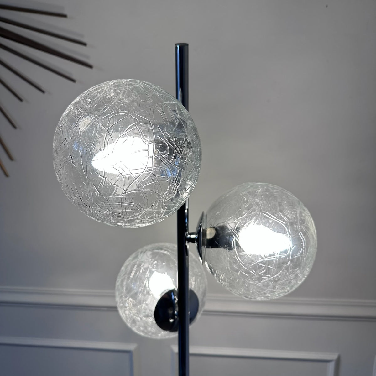 Lampadaire chrome et verre 3