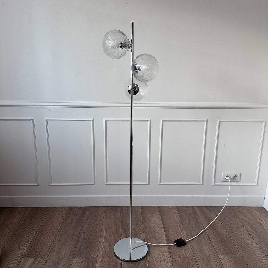 Lampadaire chrome et verre 2
