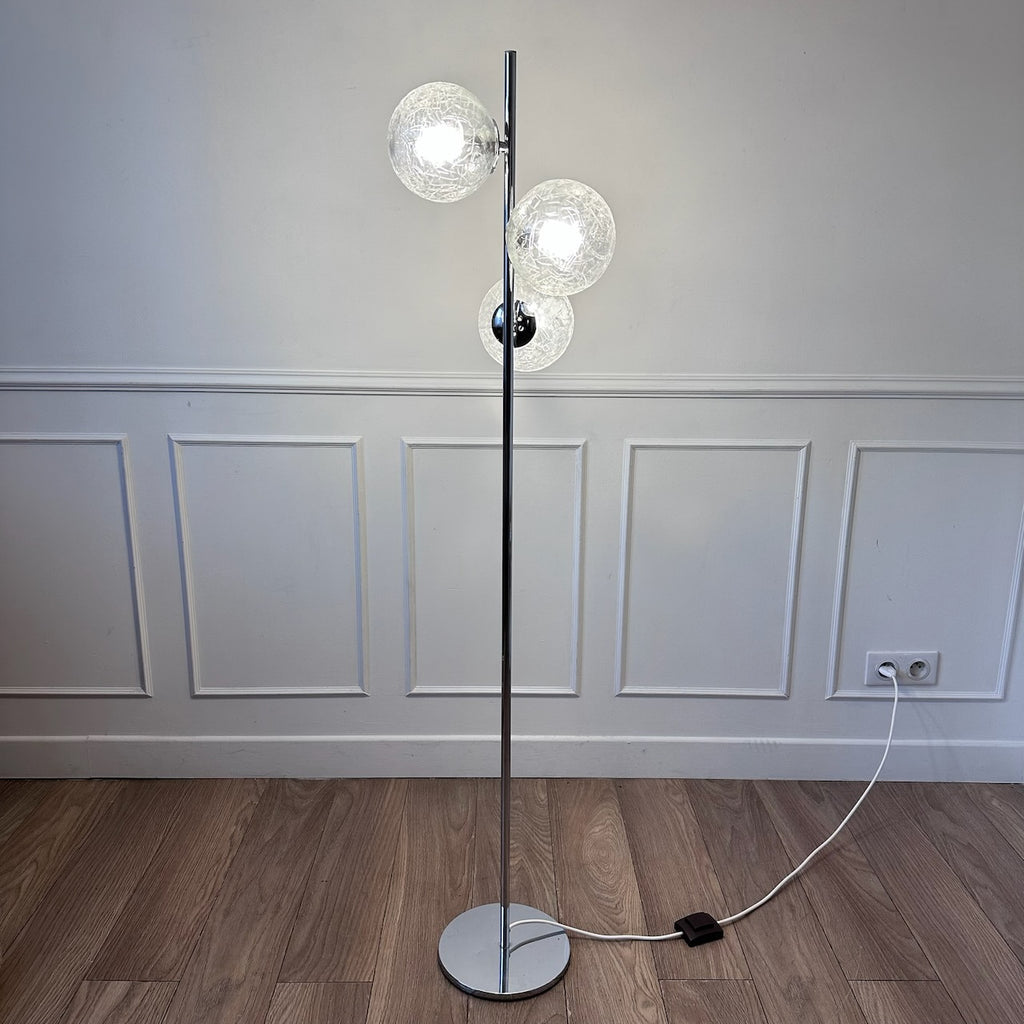 Lampadaire chrome et verre 9