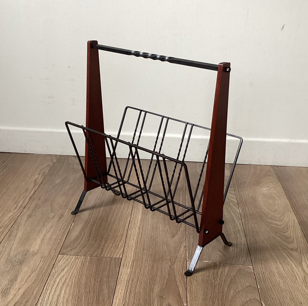 Porte-revues en teck et métal