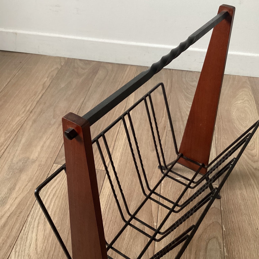 Porte-revues en teck et métal