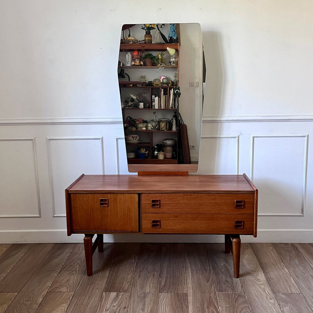 Coiffeuse scandinave en teck avec miroir