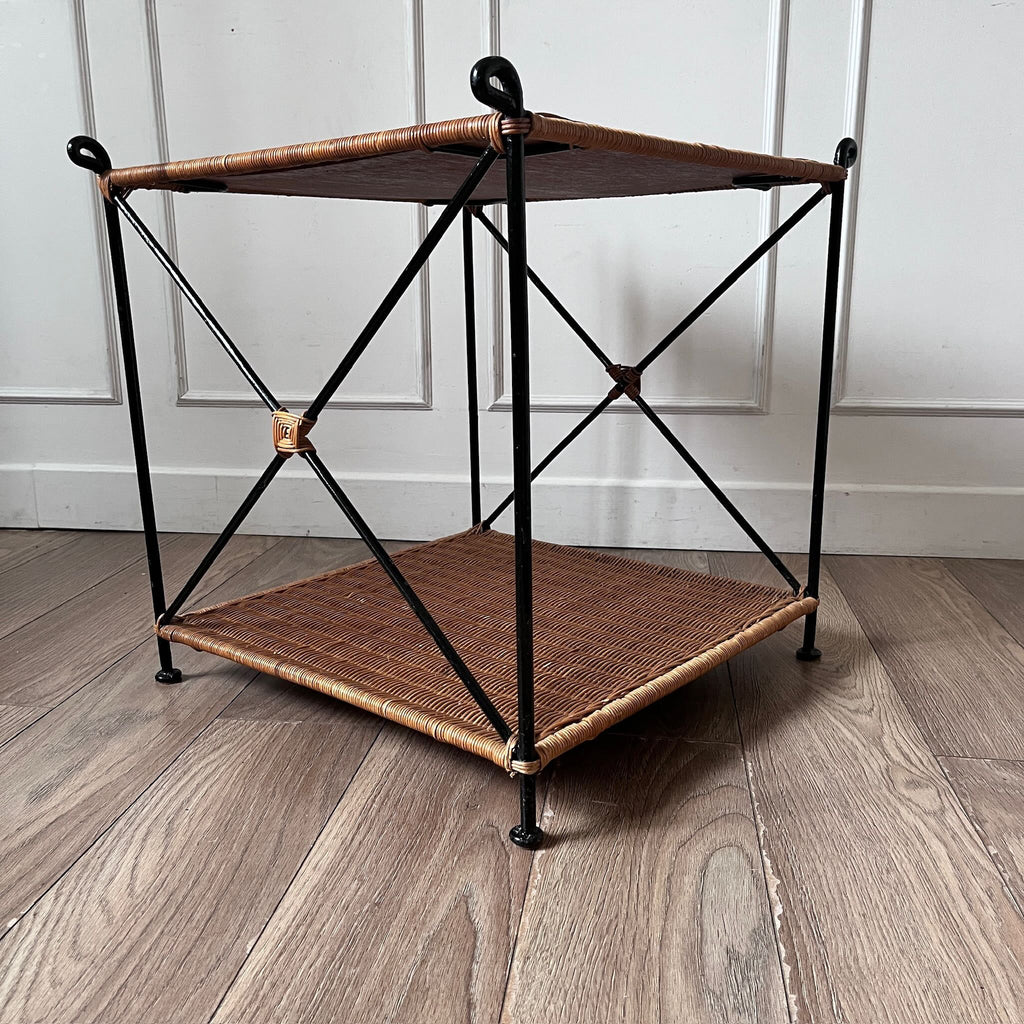 Table basse en osier tressé années 90