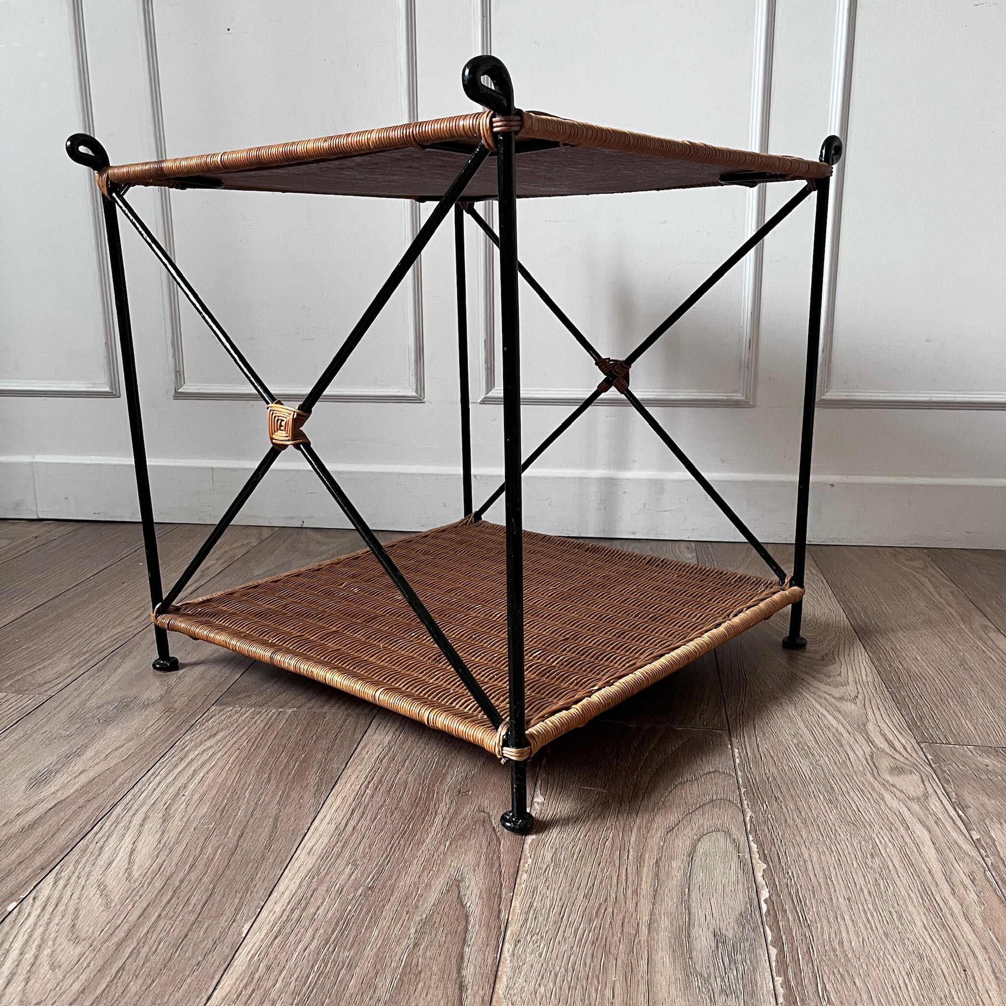 Table basse en osier tressé années 90