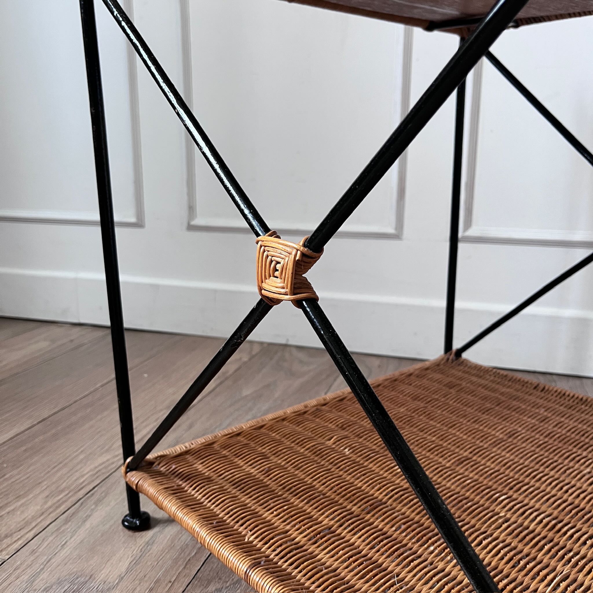 Table basse en osier tressé années 90