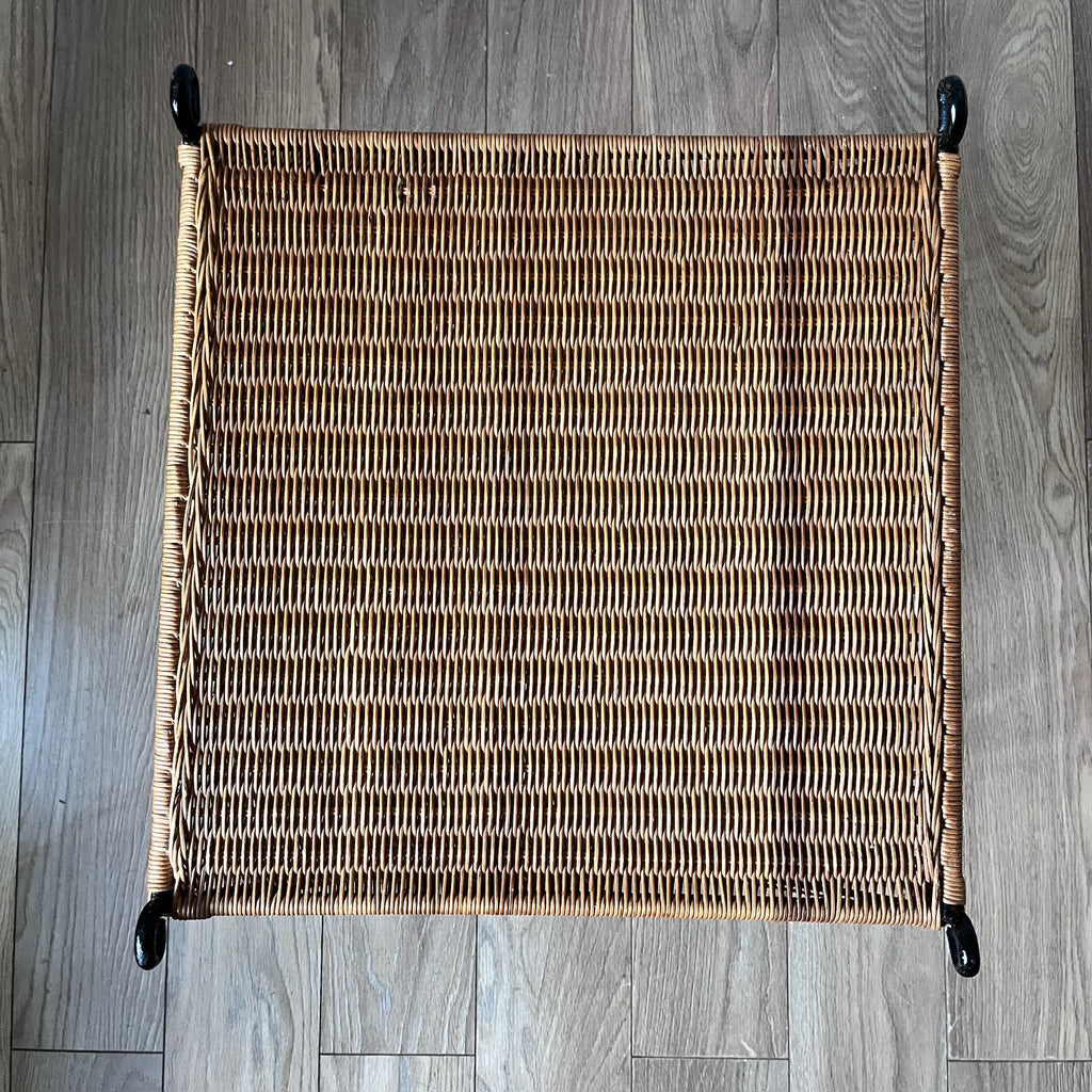 Table basse en osier tressé années 90