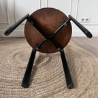 Chaises vintage en métal noir et bois