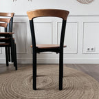 Chaises vintage en métal noir et bois