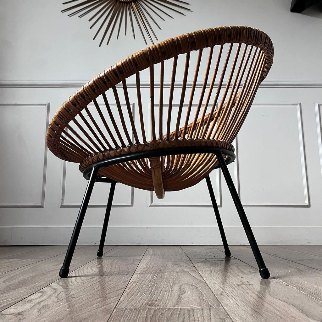 Fauteuil rotin vintage