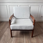 Fauteuil scandinave tissu blanc
