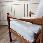 Fauteuil scandinave tissu blanc