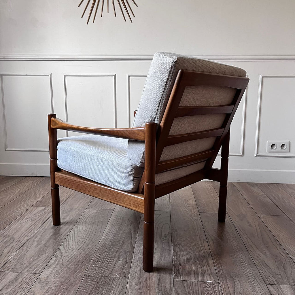 Fauteuil scandinave tissu blanc