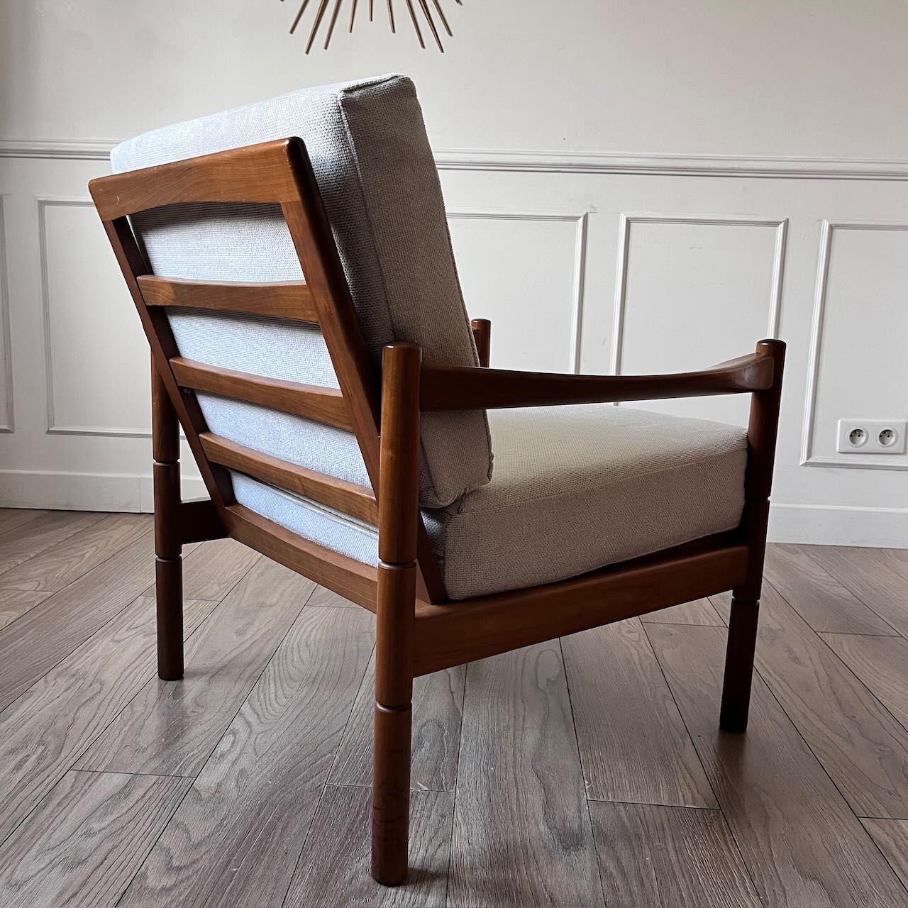 Fauteuil scandinave tissu blanc
