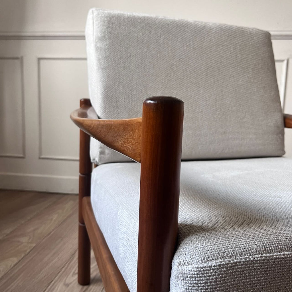 Fauteuil scandinave tissu blanc