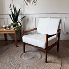 Fauteuil scandinave tissu blanc