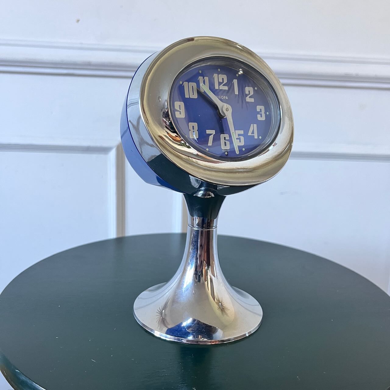 Réveil vintage Europa chrome et bleu