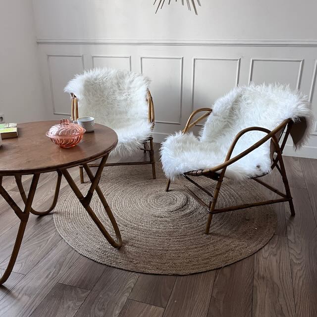 Paire de fauteuils en rotin