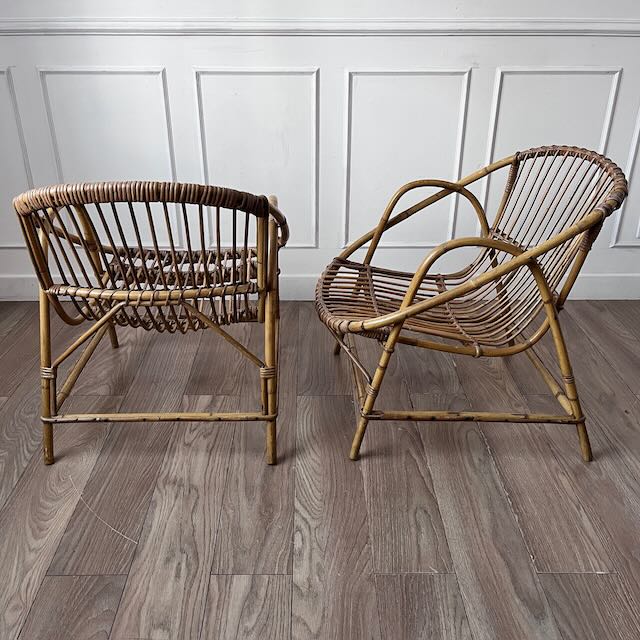 Paire de fauteuils en rotin