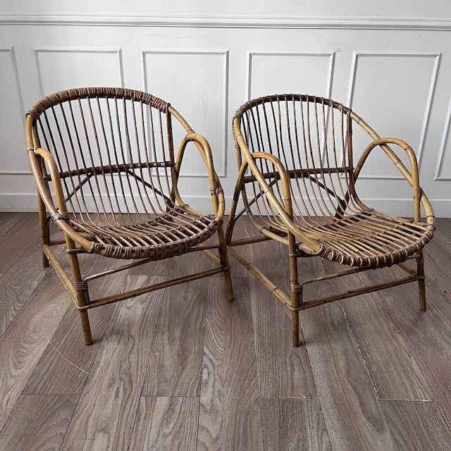 Paire de fauteuils en rotin