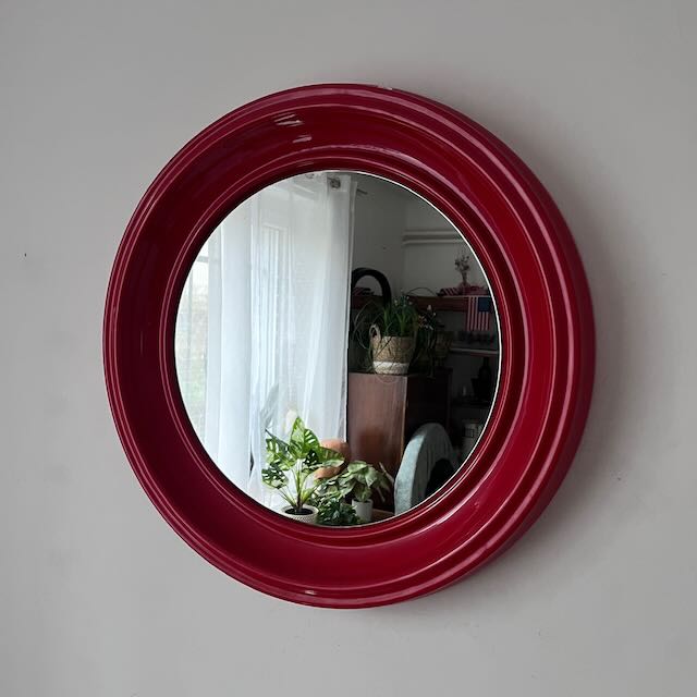 Grand miroir rouge 70's - 2