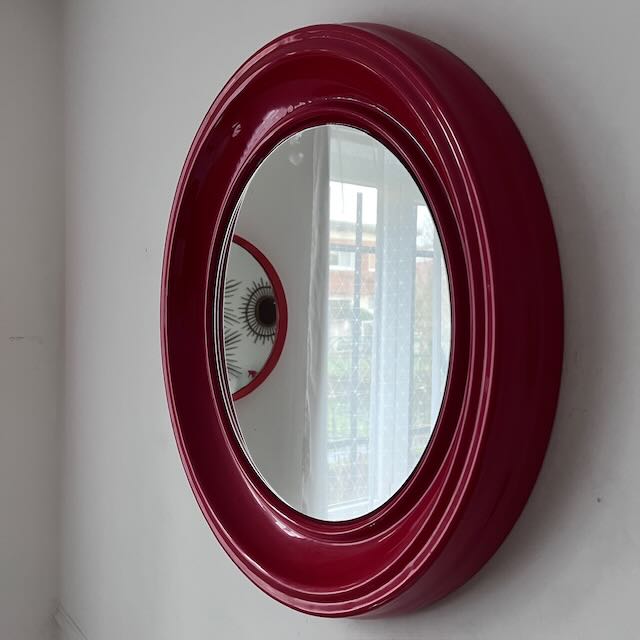 Grand miroir rouge 70's - 3
