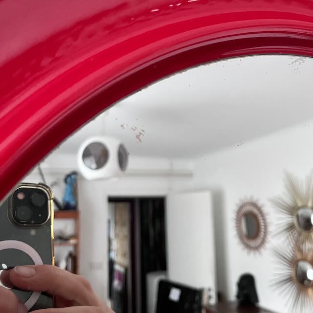 Grand miroir rouge 70's - 4
