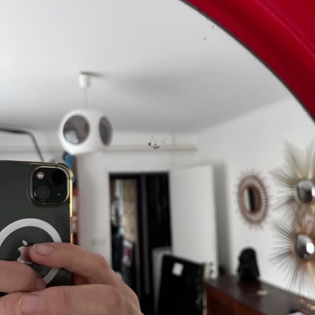 Grand miroir rouge 70's - 5