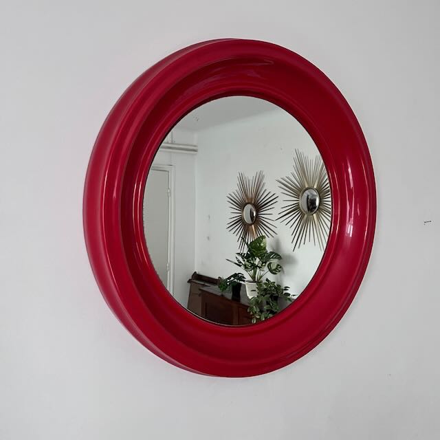 Grand miroir rouge 70's