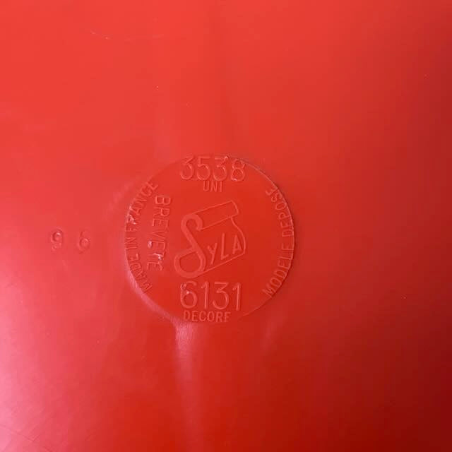 Miroir vintage Syla en plastique rouge orangé  5
